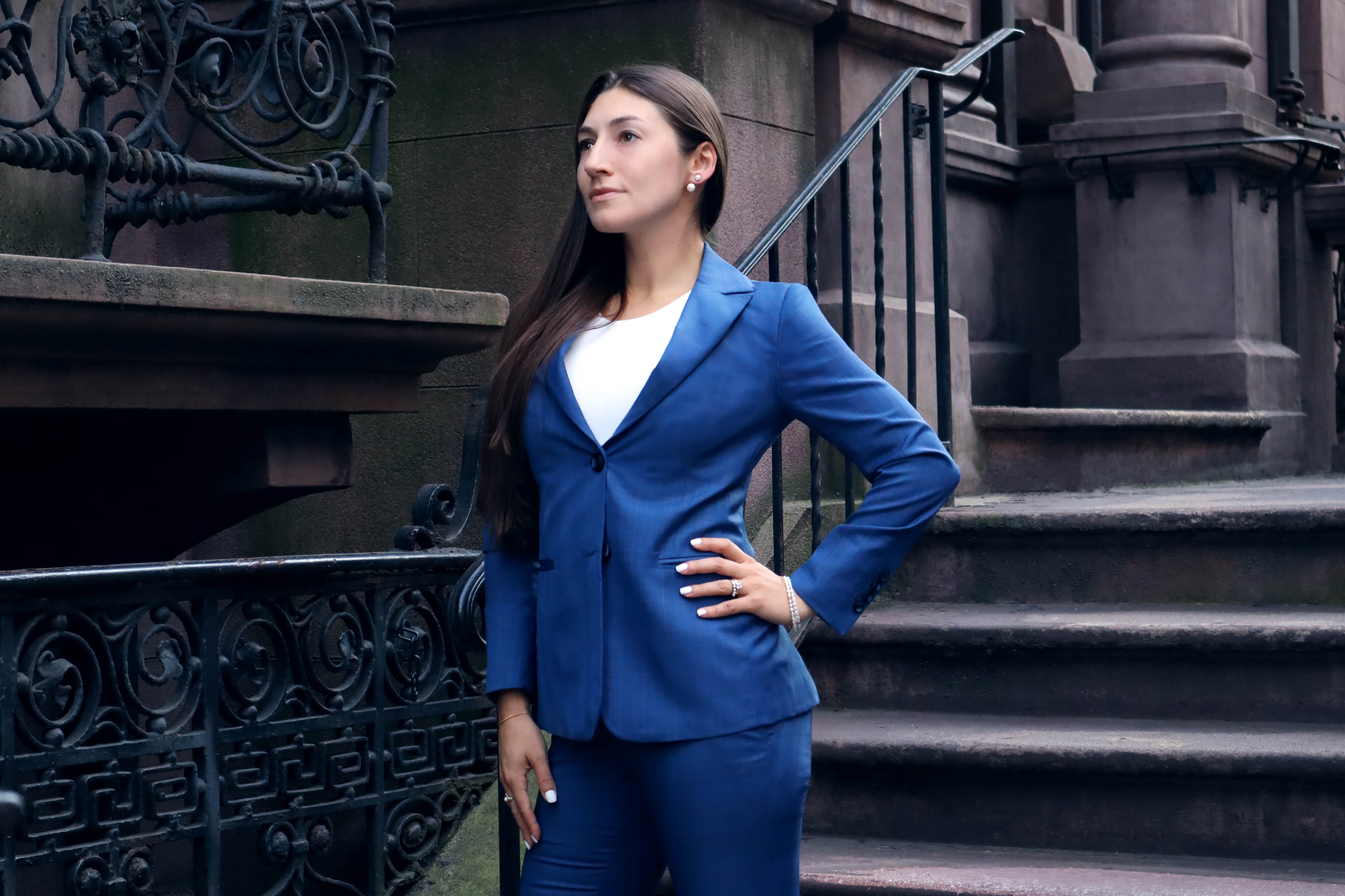 French Blue Super 150s Italian Wool Cashmere